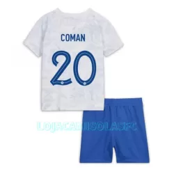 Camisola França Kingsley Coman 20 Criança Equipamento 2ª Mundial 2022 Camisola França Kingsley Coman 20 Criança Equipamento 2ª Mundial 2022