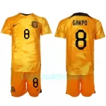 Camisola Holanda Cody Gakpo 8 Criança Equipamento 1ª Mundial 2022