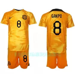 Camisola Holanda Cody Gakpo 8 Criança Equipamento 1ª Mundial 2022