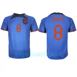 Camisola Holanda Cody Gakpo 8 Homem Equipamento 2ª Mundial 2022
