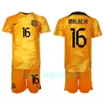 Camisola Holanda Tyrell Malacia 16 Criança Equipamento 1ª Mundial 2022