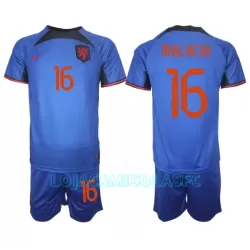 Camisola Holanda Tyrell Malacia 16 Criança Equipamento 2ª Mundial 2022 Camisola Holanda Tyrell Malacia 16 Criança Equipamento 2ª Mundial 2022