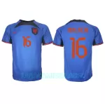 Camisola Holanda Tyrell Malacia 16 Homem Equipamento 2ª Mundial 2022
