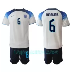 Camisola Inglaterra Harry Maguire 6 Criança Equipamento 1ª Mundial 2022 Camisola Inglaterra Harry Maguire 6 Criança Equipamento 1ª Mundial 2022