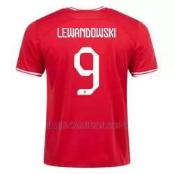 Camisola Polônia LEWANDOWSKI 9 Homem Equipamento 2ª Mundial 2022 Camisola Polônia LEWANDOWSKI 9 Homem Equipamento 2ª Mundial 2022