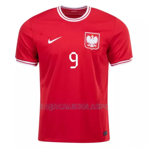 Camisola Polônia LEWANDOWSKI 9 Homem Equipamento 2ª Mundial 2022