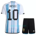 Camisola Argentina 3 Star MESSI 10 Criança Equipamento 1ª Mundial 2022