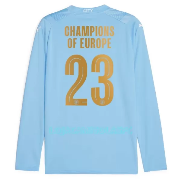Camisola Manga Comprida Manchester City Champions of Europe Homem Equipamento 1ª 2023/24