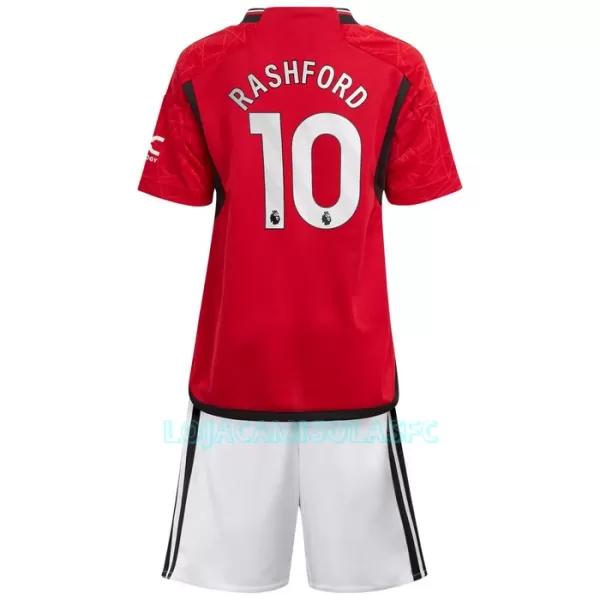 Camisola Manchester United Rashford 10 Criança Equipamento 1ª 2023/24