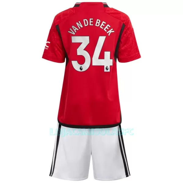 Camisola Manchester United Van De Beek 34 Criança Equipamento 1ª 2023/24