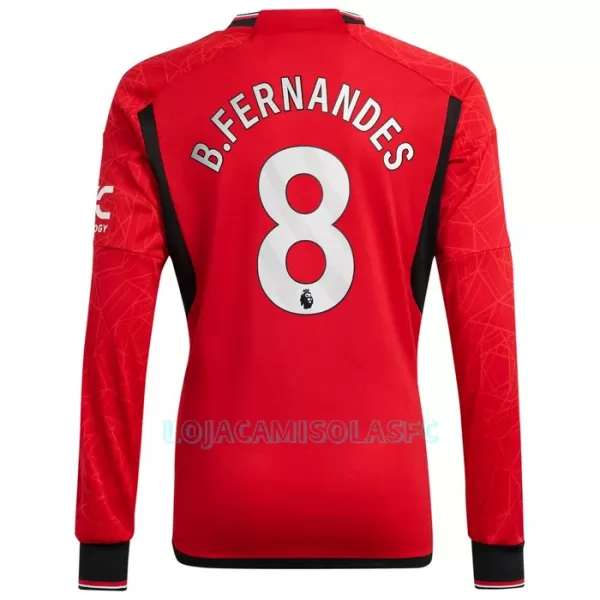 Camisola Manga Comprida Manchester United Bruno Fernandes 8 Homem Equipamento 1ª 2023/24