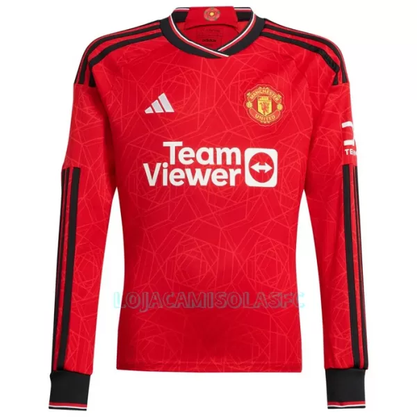 Camisola Manga Comprida Manchester United Rashford 10 Homem Equipamento 1ª 2023/24