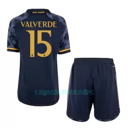 Camisola Real Madrid Valverde 15 Criança Equipamento 2ª 2023/24 Camisola Real Madrid Valverde 15 Criança Equipamento 2ª 2023/24