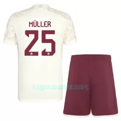Camisola FC Bayern de Munique Müller 25 Champions League Criança Equipamento 3ª 2023/24 Camisola FC Bayern de Munique Müller 25 Champions League Criança Equipamento 3ª 2023/24