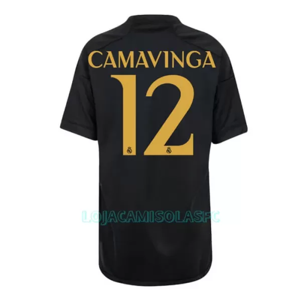 Camisola Real Madrid Camavinga 12 Criança Equipamento 3ª 2023/24
