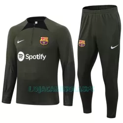 Sweat de Treino Conjunto FC Barcelona Homem Quarto-Zíper 2023/24 Verde Sweat de Treino Conjunto FC Barcelona Homem Quarto-Zíper 2023/24 Verde