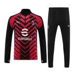 Conjunto de Moletom de Treino AC Milan Homem Quarto-Zíper 2023/24 Preta Vermelha
