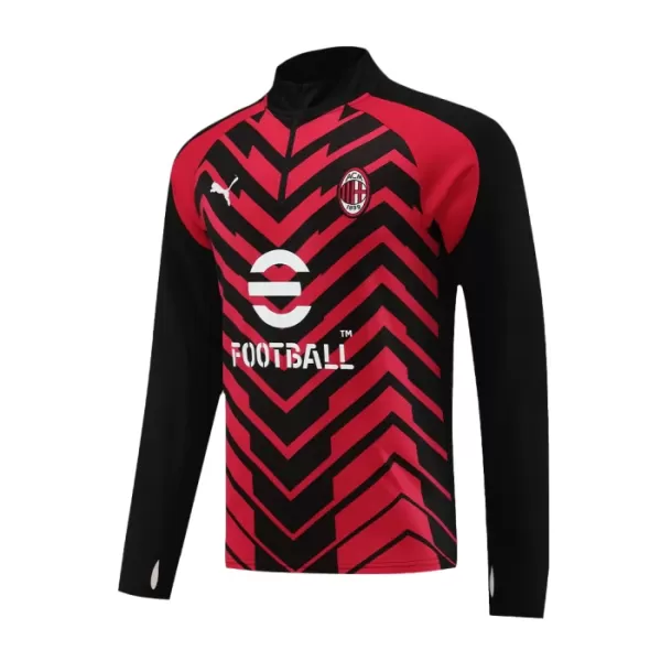 Conjunto de Moletom de Treino AC Milan Homem Quarto-Zíper 2023/24 Preta Vermelha