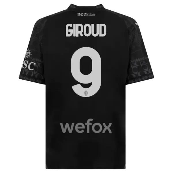 Camisola AC Milan Olivier Giroud 9 Criança Equipamento 4ª 2023/24 Preta