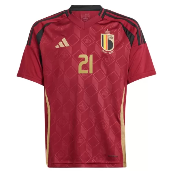 Camisola Bélgica Castagne 21 Criança Equipamento 1ª Euro 2024