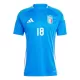 Camisola Itália Nicolo Barella 18 Homem Equipamento 1ª Euro 2024