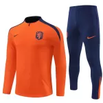 Conjunto de Moletom de Treino Holanda Criança Quarto-Zíper 2024/25 Laranja