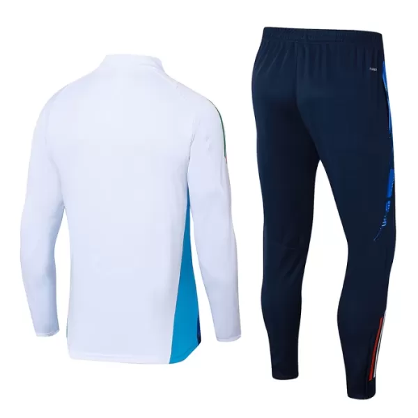 Conjunto de Moletom de Treino Itália Criança Quarto-Zíper 2024/25 Branca