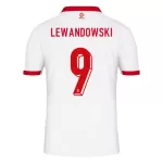 Camisola Polônia Lewandowski 9 Homem Equipamento 1ª Euro 2024