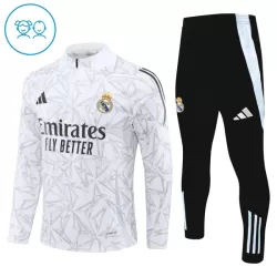 Conjunto de Moletom de Treino Real Madrid Criança Quarto-Zíper 2024/25 Branca Conjunto de Moletom de Treino Real Madrid Criança Quarto-Zíper 2024/25 Branca