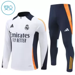 Conjunto de Moletom de Treino Real Madrid Criança Quarto-Zíper 2024/25 Branca Conjunto de Moletom de Treino Real Madrid Criança Quarto-Zíper 2024/25 Branca