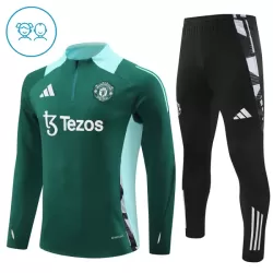 Conjunto de Moletom de Treino Manchester United Criança Quarto-Zíper 2024/25 Verde Conjunto de Moletom de Treino Manchester United Criança Quarto-Zíper 2024/25 Verde