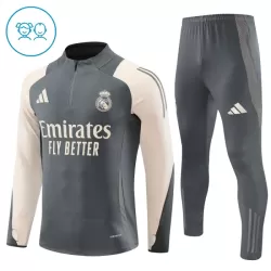 Conjunto de Moletom de Treino Real Madrid Criança Quarto-Zíper 2024/25 Cinza Conjunto de Moletom de Treino Real Madrid Criança Quarto-Zíper 2024/25 Cinza