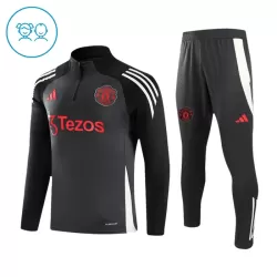 Conjunto de Moletom de Treino Manchester United Criança Quarto-Zíper 2024/25 Cinza Conjunto de Moletom de Treino Manchester United Criança Quarto-Zíper 2024/25 Cinza