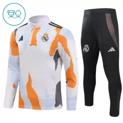 Conjunto de Moletom de Treino Real Madrid Criança Quarto-Zíper 2024/25 Branca Conjunto de Moletom de Treino Real Madrid Criança Quarto-Zíper 2024/25 Branca