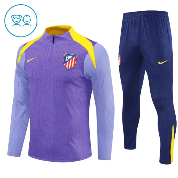 Conjunto de Moletom de Treino Atlético Madrid Criança Quarto-Zíper 2025-26 Roxo Conjunto de Moletom de Treino Atlético Madrid Criança Quarto-Zíper 2025-26 Roxo