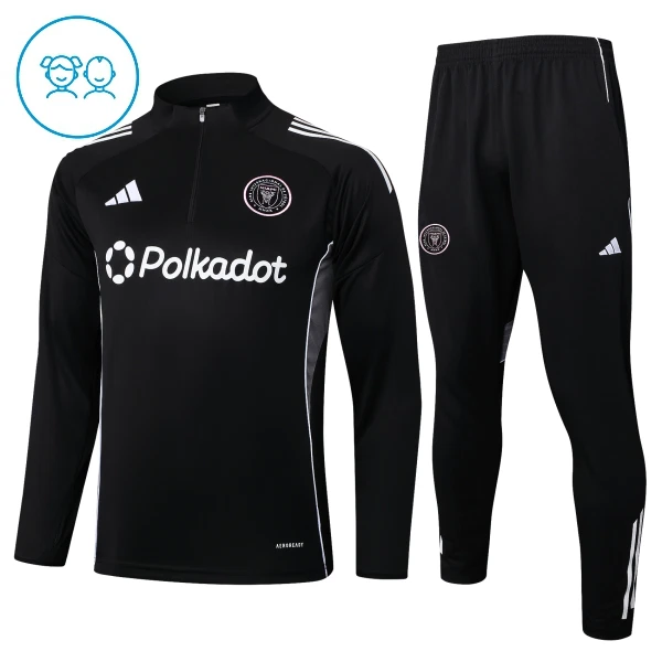 Conjunto de Moletom de Treino Inter Miami CF Criança Quarto-Zíper 2025-26 Preta Conjunto de Moletom de Treino Inter Miami CF Criança Quarto-Zíper 2025-26 Preta