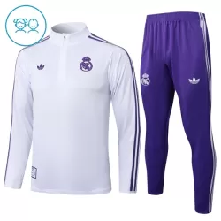Conjunto de Moletom de Treino Real Madrid Criança Quarto-Zíper 2025-26 Branca Conjunto de Moletom de Treino Real Madrid Criança Quarto-Zíper 2025-26 Branca