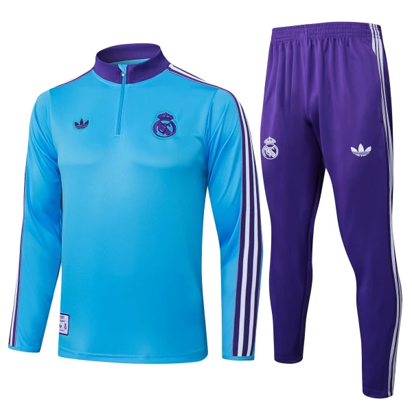 Conjunto de Moletom de Treino Real Madrid Homem Quarto-Zíper 2025-26 Azul Conjunto de Moletom de Treino Real Madrid Homem Quarto-Zíper 2025-26 Azul