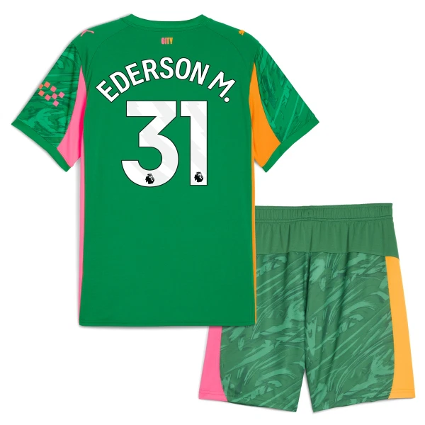 Camisola Guarda-Redes Manchester City Ederson M. 31 Criança 2025-26 Verde Camisola Guarda-Redes Manchester City Ederson M. 31 Criança 2025-26 Verde