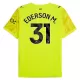 Camisola Guarda-Redes Manchester City Ederson M. 31 Homem 2025-26 Amarela Camisola Guarda-Redes Manchester City Ederson M. 31 Homem 2025-26 Amarela