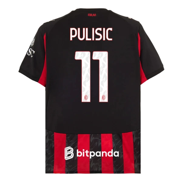 Camisola AC Milan Pulisic 11 Homem Equipamento 1ª 2025-26 Camisola AC Milan Pulisic 11 Homem Equipamento 1ª 2025-26
