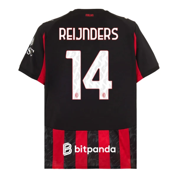 Camisola AC Milan Reijnders 14 Homem Equipamento 1ª 2025-26 Camisola AC Milan Reijnders 14 Homem Equipamento 1ª 2025-26