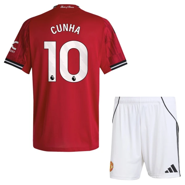 Camisola Manchester United Cunha 10 Criança Equipamento 1ª 2025-26 Camisola Manchester United Cunha 10 Criança Equipamento 1ª 2025-26