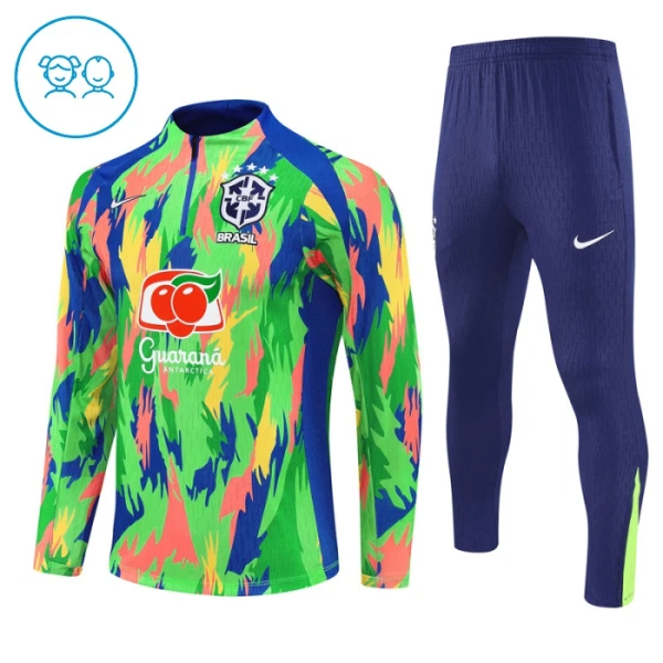 Conjunto de Moletom de Treino Brasil Criança Quarto-Zíper 2025-26 Verde