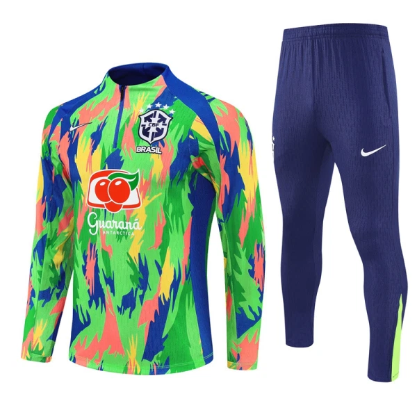 Conjunto de Moletom de Treino Brasil Homem Quarto-Zíper 2025-26 Verde