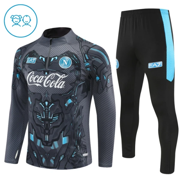 Conjunto de Moletom de Treino Napoli Criança Quarto-Zíper 2025-26 Preta