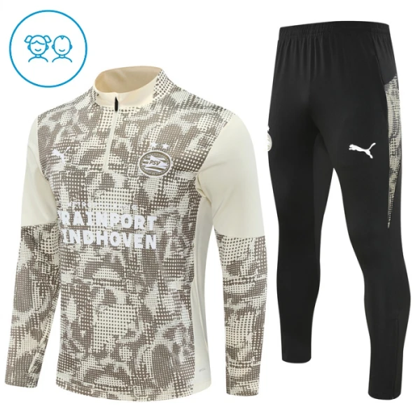 Conjunto de Moletom de Treino PSV Eindhoven Criança Quarto-Zíper 2025-26 Cinza