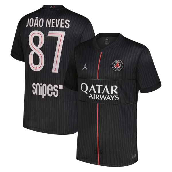 Camisola Paris Saint-Germain Joao Neves 87 Jordan Homem Equipamento 4ª 2025-26 Camisola Paris Saint-Germain Joao Neves 87 Jordan Homem Equipamento 4ª 2025-26
