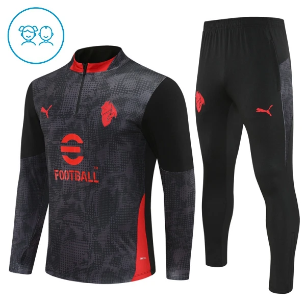 Conjunto de Moletom de Treino AC Milan Criança Quarto-Zíper 2025-26 Preta