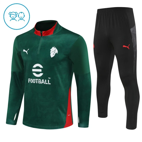 Conjunto de Moletom de Treino AC Milan Criança Quarto-Zíper 2025-26 Verde